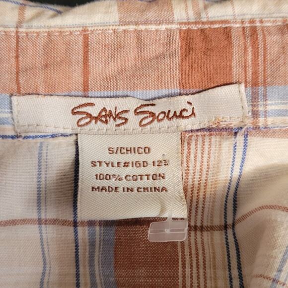 San Souci Plaid Cotton Shirtdress Sz Small Belted Neutral Fall Flannel Button-Up - Picture 6 of 10